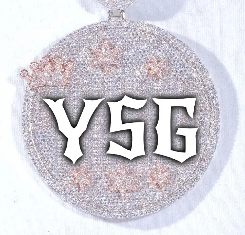 CUSTOM LETTER NECKLACE 3D BIG CROWN DISC sold by The GUU Shop