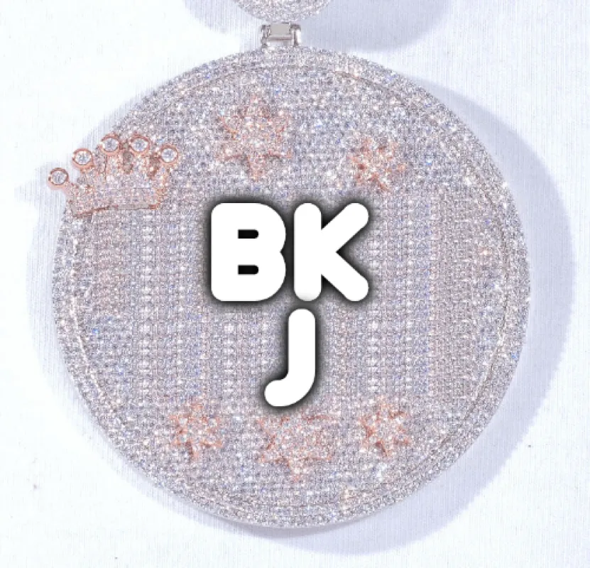 CUSTOM LETTER NECKLACE 3D BIG CROWN DISC sold by The GUU Shop