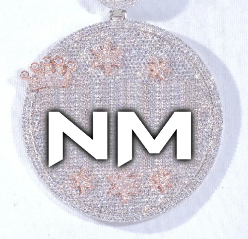 CUSTOM LETTER NECKLACE 3D BIG CROWN DISC sold by The GUU Shop