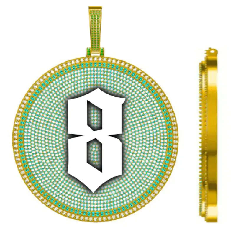 CUSTOM LETTER NECKLACE 3D BIG DISC sold by The GUU Shop