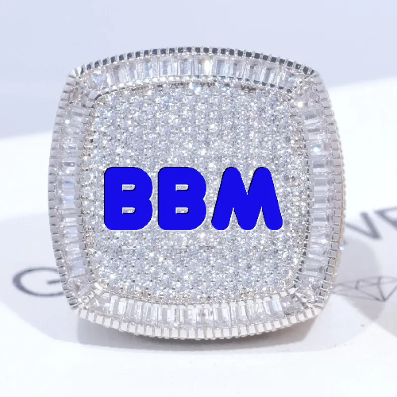 CUSTOM LETTER 3D ICED RING sold by The GUU Shop