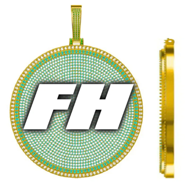 CUSTOM LETTER NECKLACE 3D BIG DISC sold by The GUU Shop