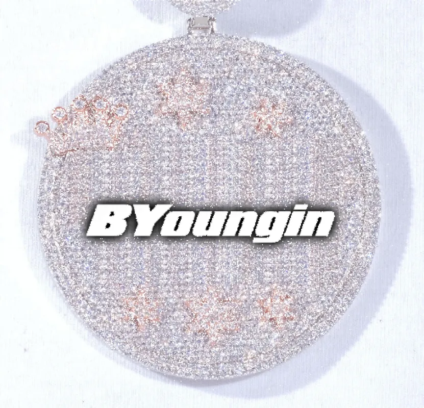 CUSTOM LETTER NECKLACE 3D BIG CROWN DISC sold by The GUU Shop