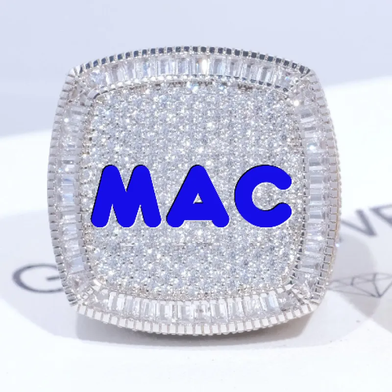 CUSTOM LETTER 3D ICED RING sold by The GUU Shop