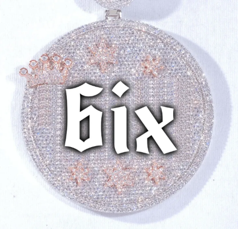 CUSTOM LETTER NECKLACE 3D BIG CROWN DISC sold by The GUU Shop