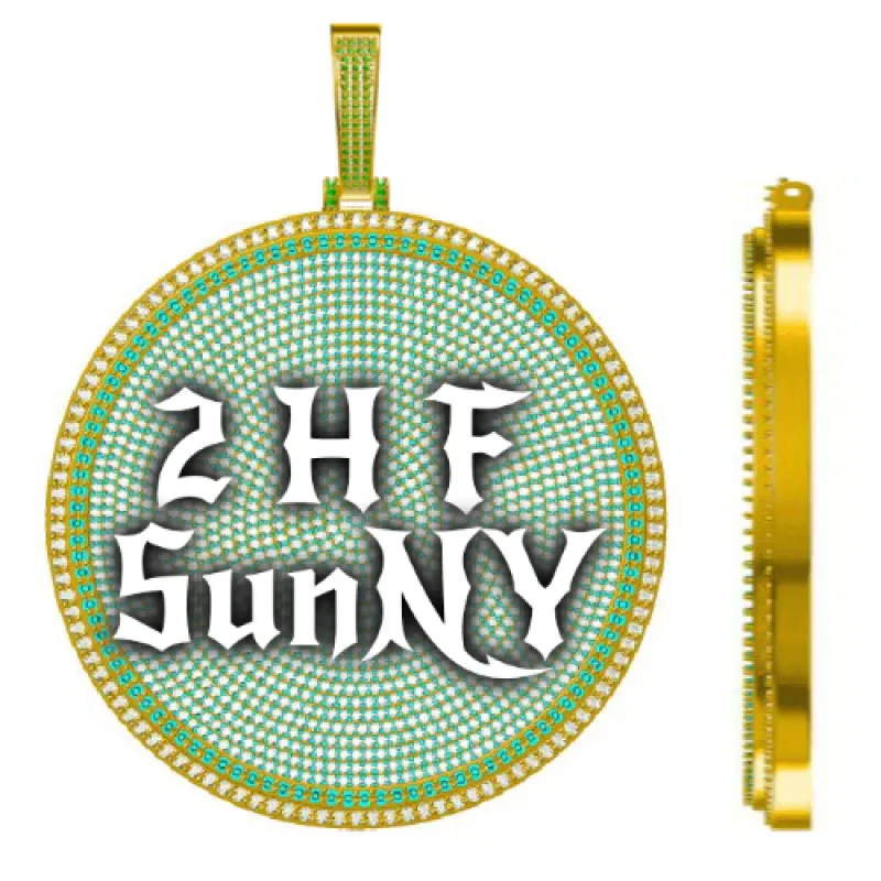 CUSTOM LETTER NECKLACE 3D BIG DISC sold by The GUU Shop