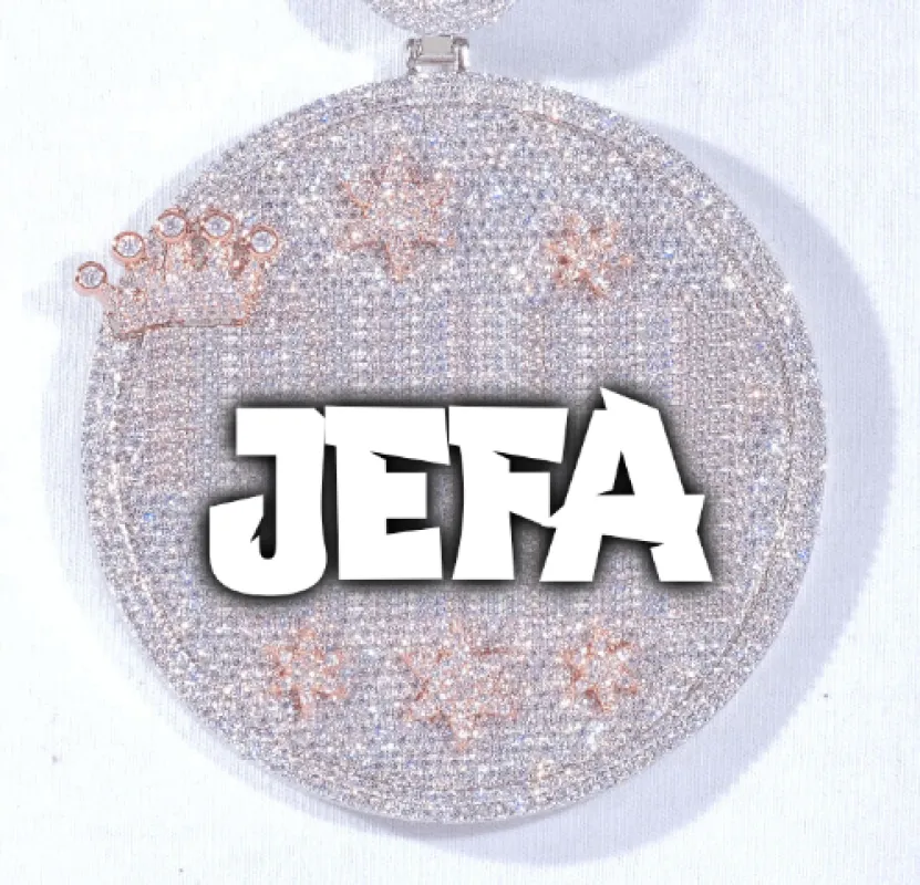 CUSTOM LETTER NECKLACE 3D BIG CROWN DISC sold by The GUU Shop