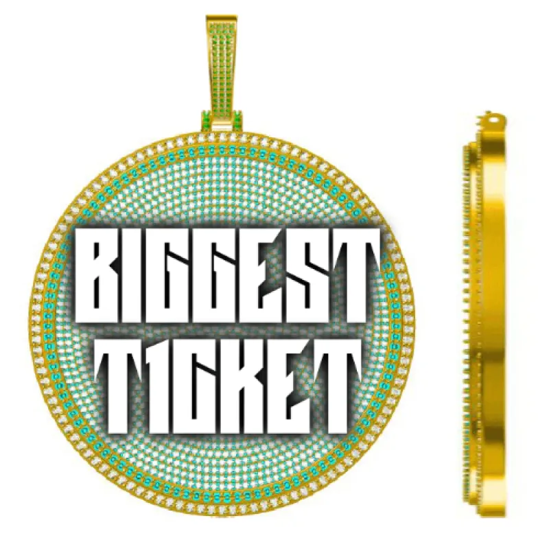 CUSTOM LETTER NECKLACE 3D BIG DISC sold by The GUU Shop