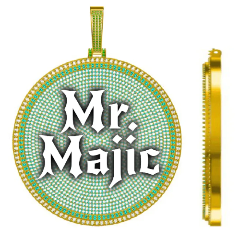 CUSTOM LETTER NECKLACE 3D BIG DISC sold by The GUU Shop