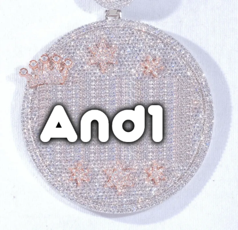 CUSTOM LETTER NECKLACE 3D BIG CROWN DISC made by The GUU Shop