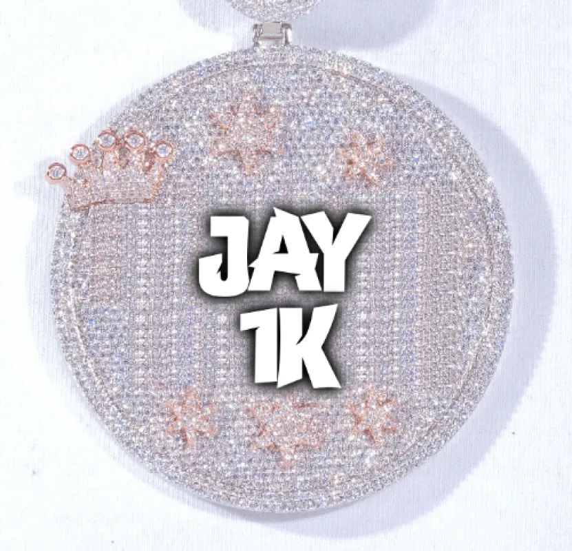 CUSTOM LETTER NECKLACE 3D BIG CROWN DISC sold by The GUU Shop