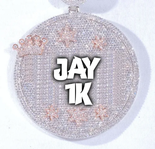 CUSTOM LETTER NECKLACE 3D BIG CROWN DISC sold by The GUU Shop