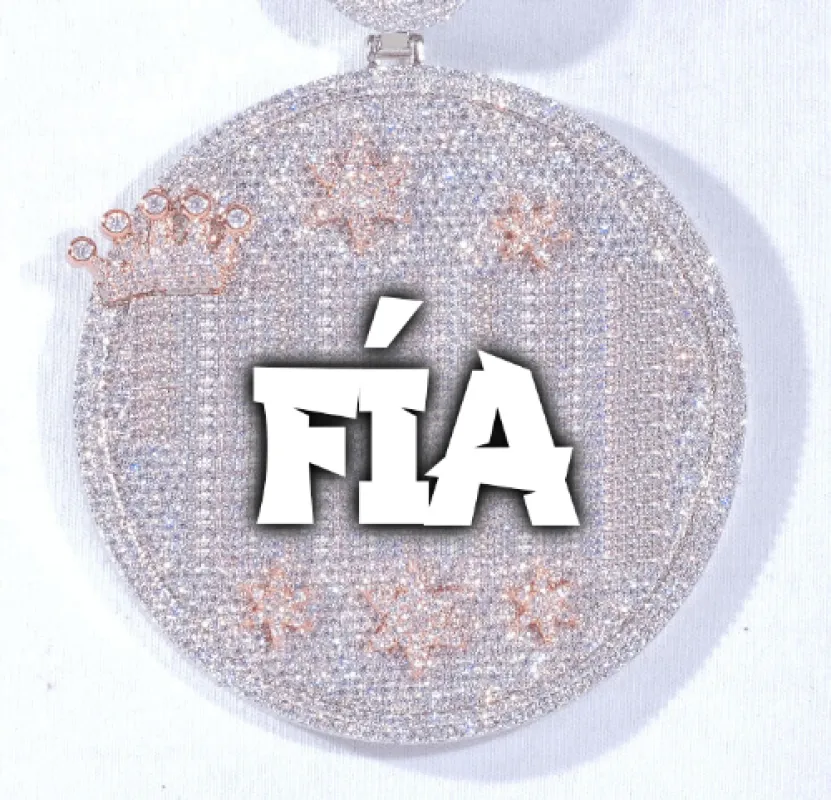 CUSTOM LETTER NECKLACE 3D BIG CROWN DISC sold by The GUU Shop