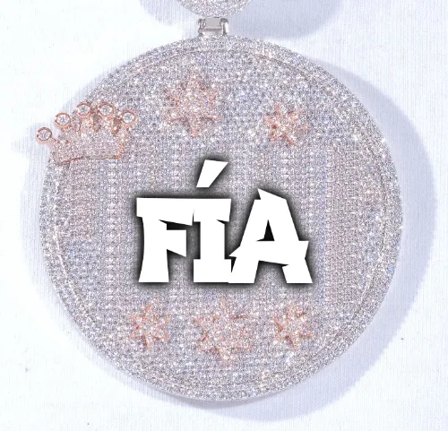 CUSTOM LETTER NECKLACE 3D BIG CROWN DISC sold by The GUU Shop