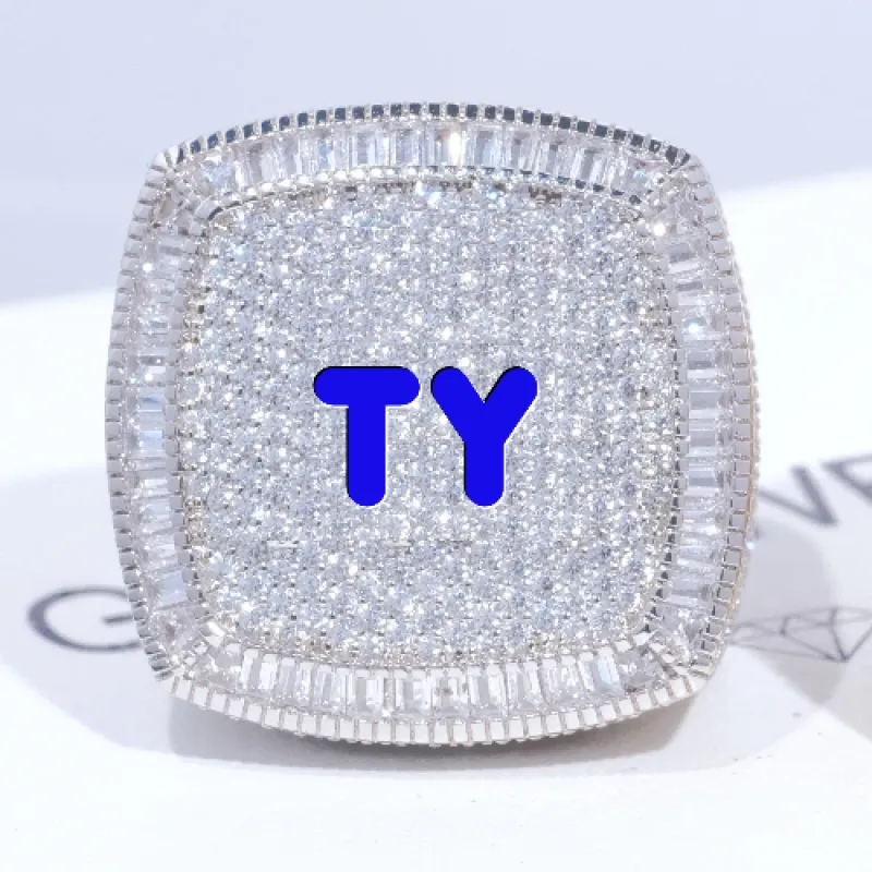 CUSTOM LETTER 3D ICED RING sold by The GUU Shop