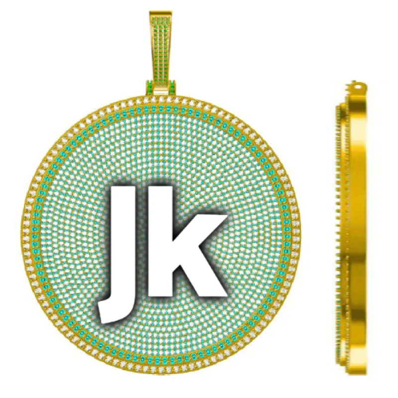 CUSTOM LETTER NECKLACE 3D BIG DISC sold by The GUU Shop