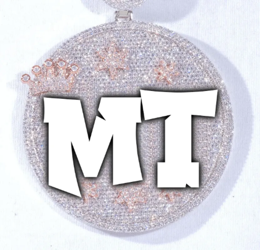 CUSTOM LETTER NECKLACE 3D BIG CROWN DISC sold by The GUU Shop