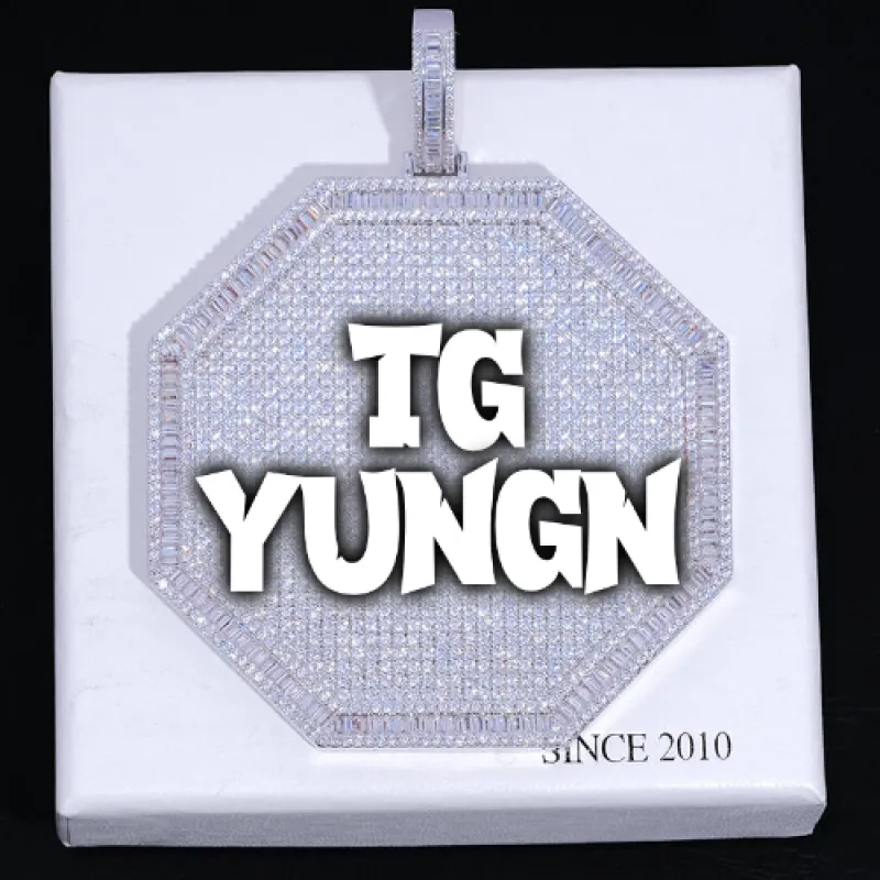 CUSTOM LETTER NECKLACE 3D BIG OCTAGON sold by The GUU Shop
