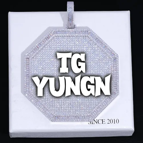 CUSTOM LETTER NECKLACE 3D BIG OCTAGON sold by The GUU Shop