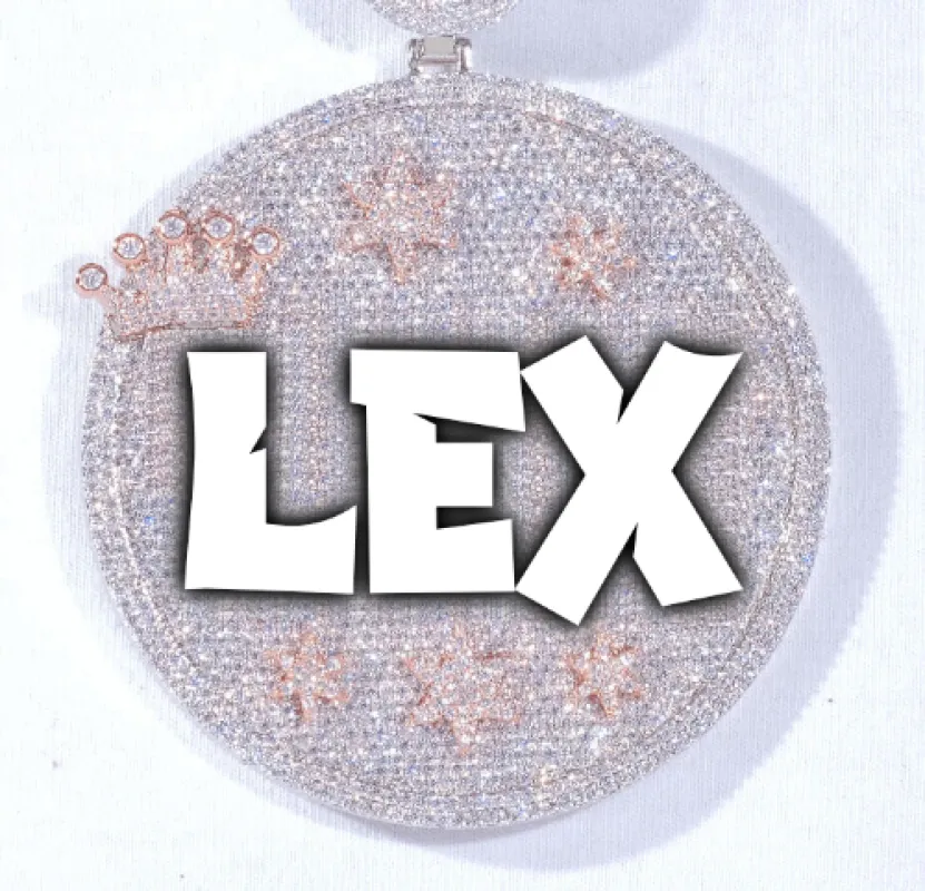 CUSTOM LETTER NECKLACE 3D BIG CROWN DISC sold by The GUU Shop