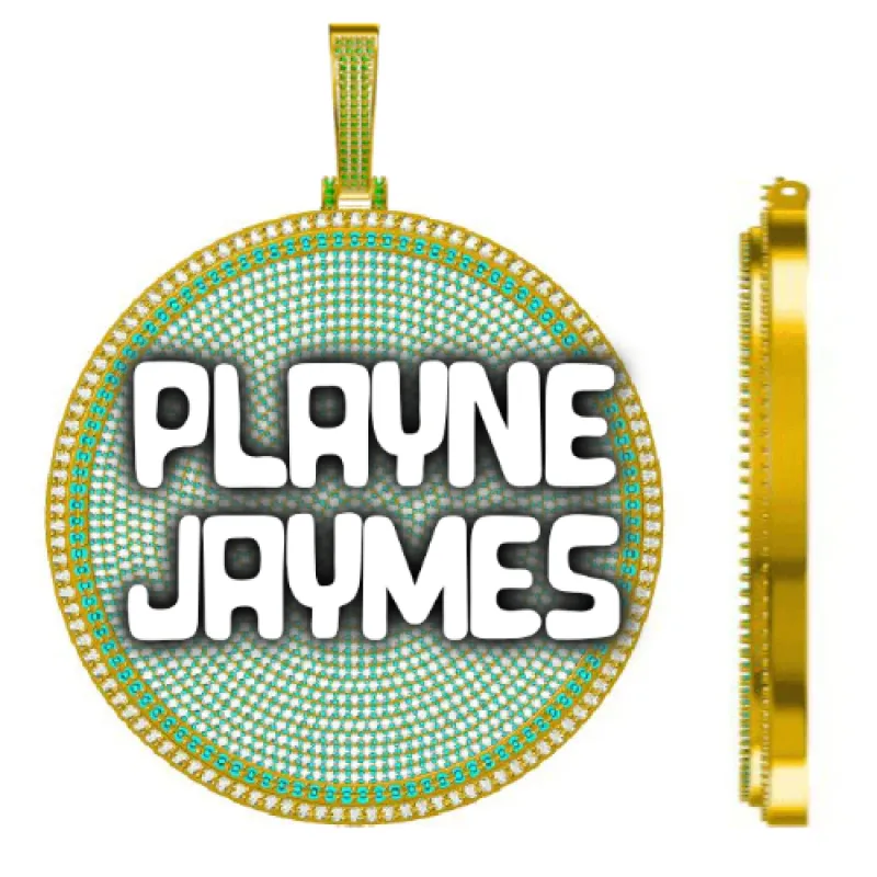 CUSTOM LETTER NECKLACE 3D BIG DISC sold by The GUU Shop