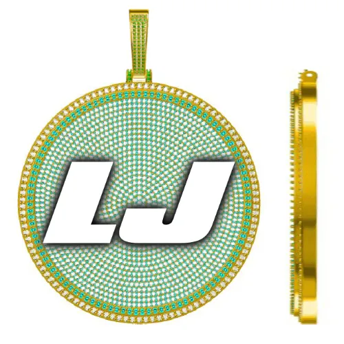 CUSTOM LETTER NECKLACE 3D BIG DISC sold by The GUU Shop