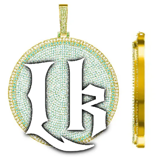 CUSTOM LETTER NECKLACE 3D BIG DISC sold by The GUU Shop