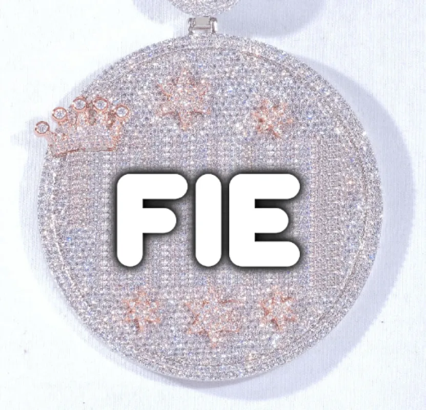 CUSTOM LETTER NECKLACE 3D BIG CROWN DISC sold by The GUU Shop