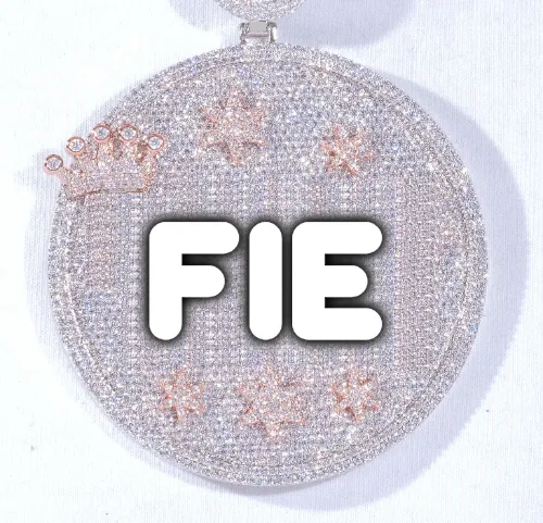 CUSTOM LETTER NECKLACE 3D BIG CROWN DISC sold by The GUU Shop