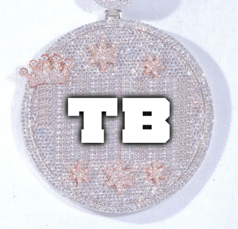 CUSTOM LETTER NECKLACE 3D BIG CROWN DISC sold by The GUU Shop