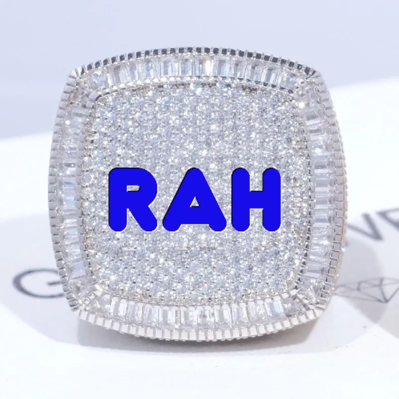 CUSTOM LETTER 3D ICED RING sold by The GUU Shop