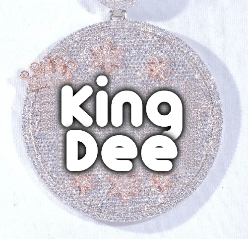 CUSTOM LETTER NECKLACE 3D BIG CROWN DISC sold by The GUU Shop