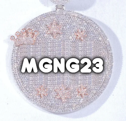 CUSTOM LETTER NECKLACE 3D BIG CROWN DISC sold by The GUU Shop