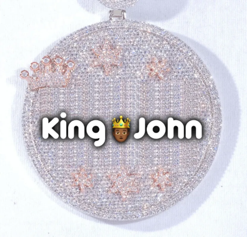 CUSTOM LETTER NECKLACE 3D BIG CROWN DISC sold by The GUU Shop