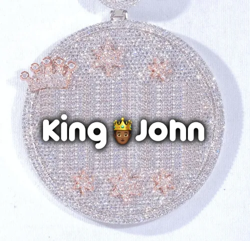 CUSTOM LETTER NECKLACE 3D BIG CROWN DISC sold by The GUU Shop