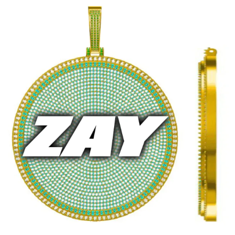 CUSTOM LETTER NECKLACE 3D BIG DISC sold by The GUU Shop