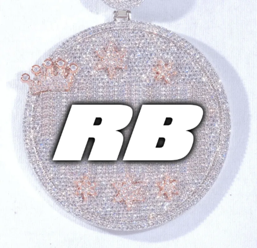 CUSTOM LETTER NECKLACE 3D BIG CROWN DISC sold by The GUU Shop