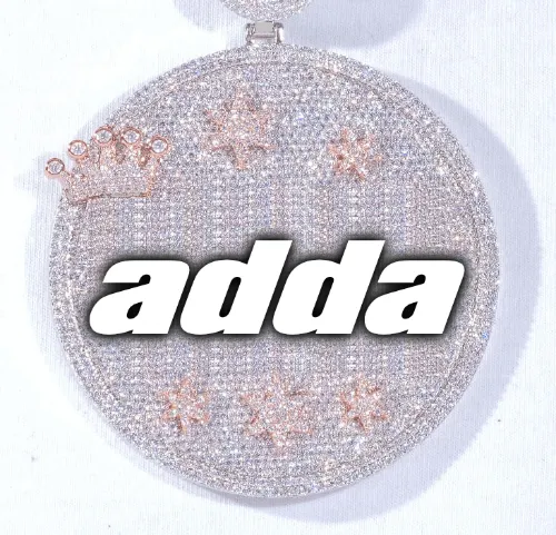 CUSTOM LETTER NECKLACE 3D BIG CROWN DISC sold by The GUU Shop