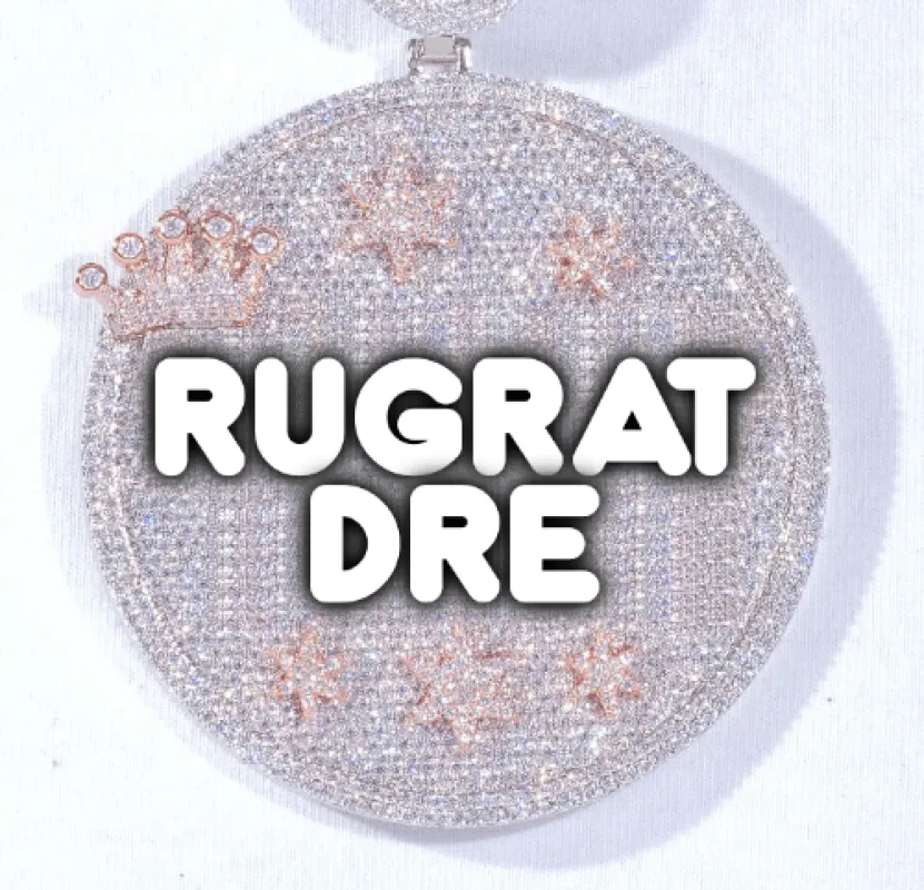 CUSTOM LETTER NECKLACE 3D BIG CROWN DISC sold by The GUU Shop