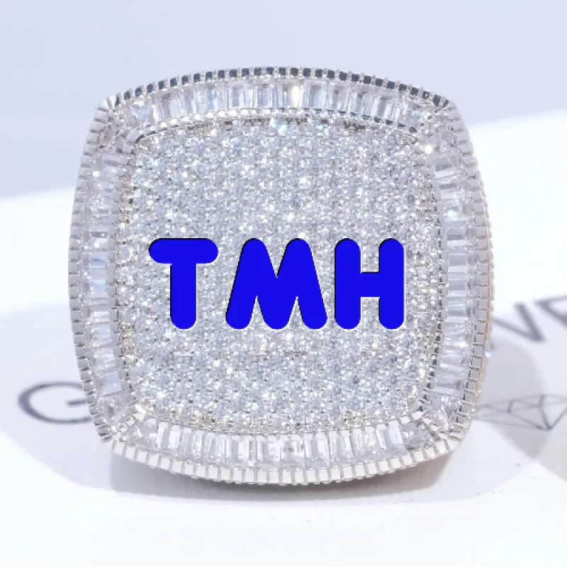 CUSTOM LETTER 3D ICED RING sold by The GUU Shop