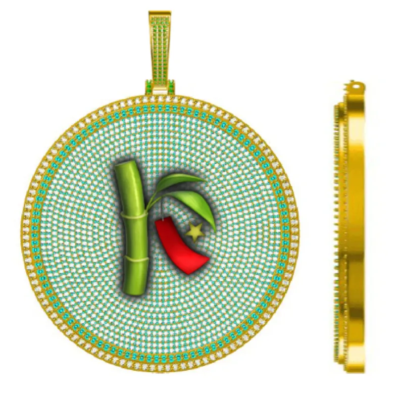 CUSTOM LETTER NECKLACE 3D BIG DISC sold by The GUU Shop