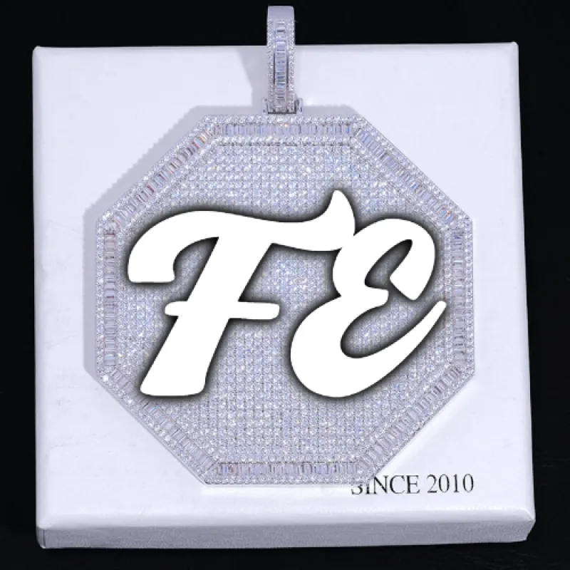 CUSTOM LETTER NECKLACE 3D BIG OCTAGON sold by The GUU Shop