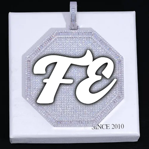 CUSTOM LETTER NECKLACE 3D BIG OCTAGON sold by The GUU Shop