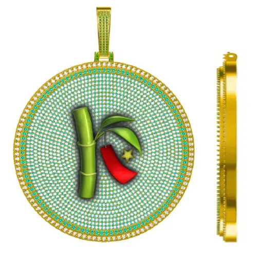 CUSTOM LETTER NECKLACE 3D BIG DISC sold by The GUU Shop