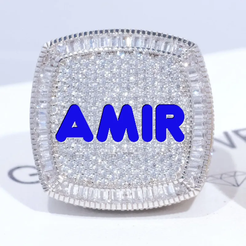 CUSTOM LETTER 3D ICED RING sold by The GUU Shop