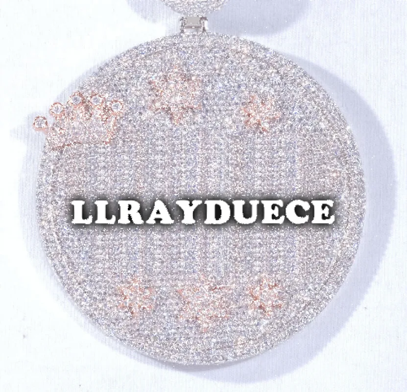 CUSTOM LETTER NECKLACE 3D BIG CROWN DISC sold by The GUU Shop