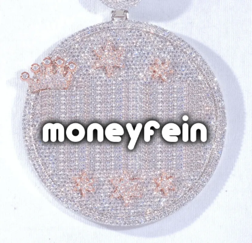 CUSTOM LETTER NECKLACE 3D BIG CROWN DISC sold by The GUU Shop