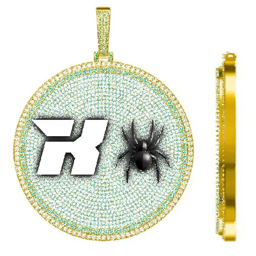 CUSTOM LETTER NECKLACE 3D BIG DISC sold by The GUU Shop