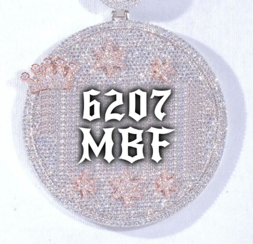 CUSTOM LETTER NECKLACE 3D BIG CROWN DISC sold by The GUU Shop