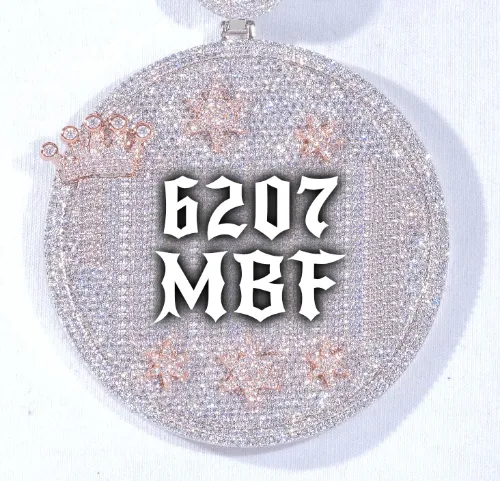 CUSTOM LETTER NECKLACE 3D BIG CROWN DISC sold by The GUU Shop